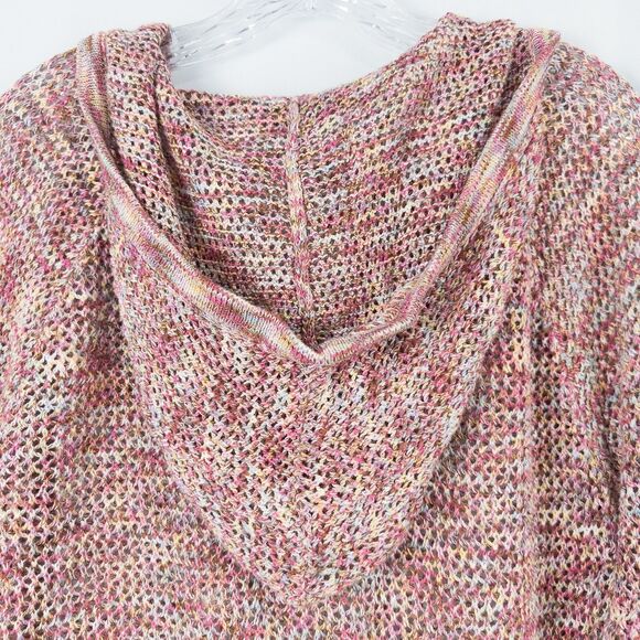 Christopher & Banks Open Knit Hooded Sweater Womens XL Cotton Beach Boho Rainbow - Picture 13 of 16